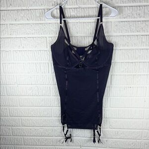 Dream girl Strappy Mesh Garter Teddy Dark Purple